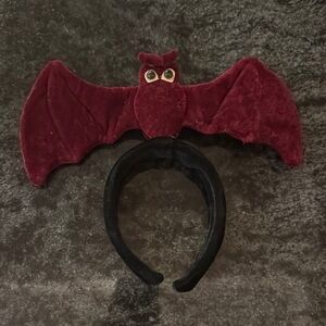 Plush Bat Headband - Burgundy